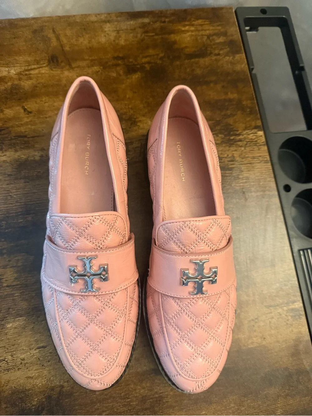 Tory Burch Pink Quilted Leather Loafers  size8.5